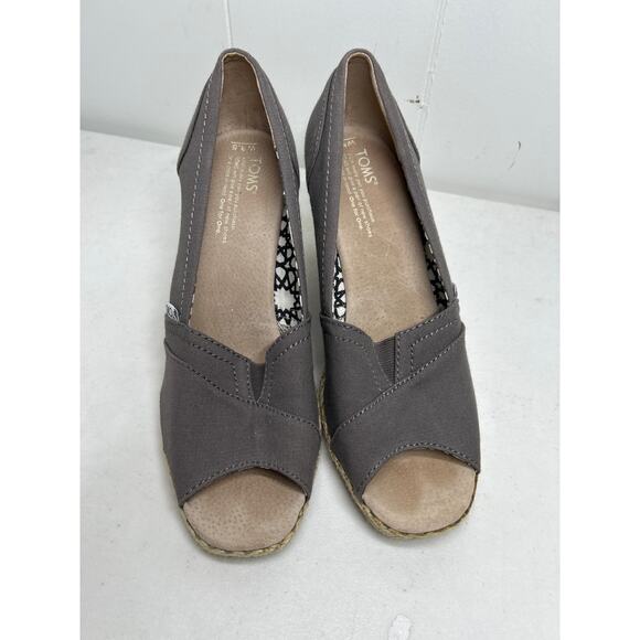 TOMS ASH GRAY “CALYPSO” ESPADRILLE SLIP ON CANVAS COMFORT WEDGE WOMENS 8.5 NWOB - Picture 4 of 7